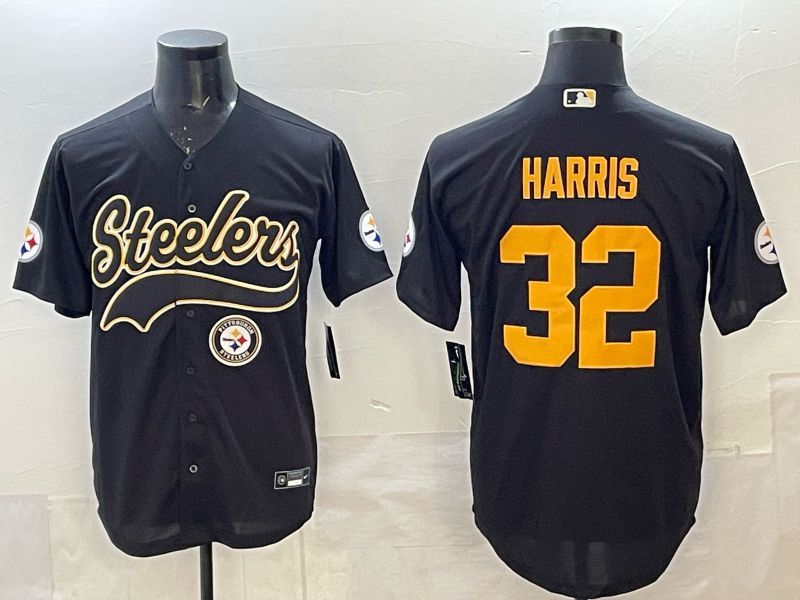 Men 2025 Pittsburgh Steelers #32 Harris black 3th generation Joint Name Nike Limited NFL Jersey style 09->pittsburgh steelers->NFL Jersey